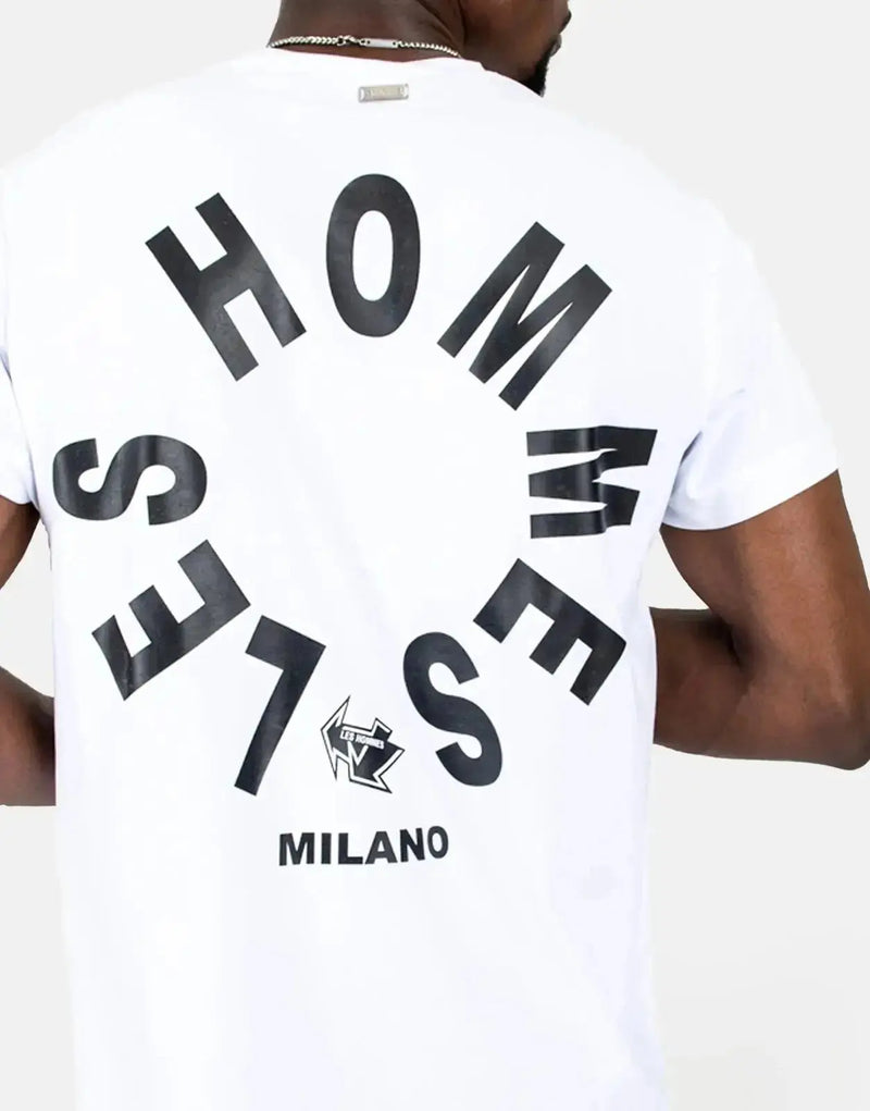 Men's Les Hommes Premium White T-Shirt: Signature Arrow Back Print, Soft Cotton, Stylish Fit