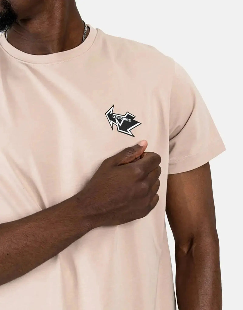 Men's Les Hommes Stone Arrow Back Print Premium Cotton T-Shirt Urban Style