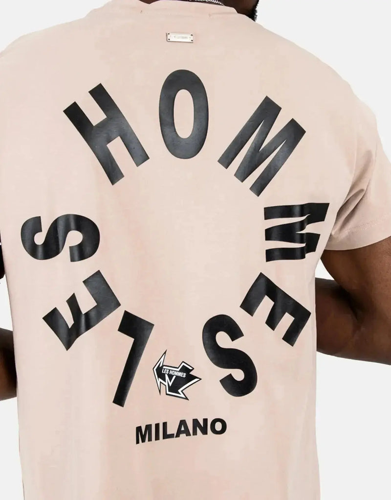 Men's Les Hommes Stone Arrow Back Print Premium Cotton T-Shirt Urban Style