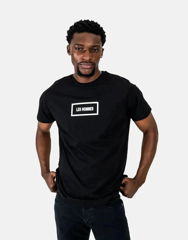 Les Hommes Black Box Print T-Shirt: Premium Men's Urban Style Tee