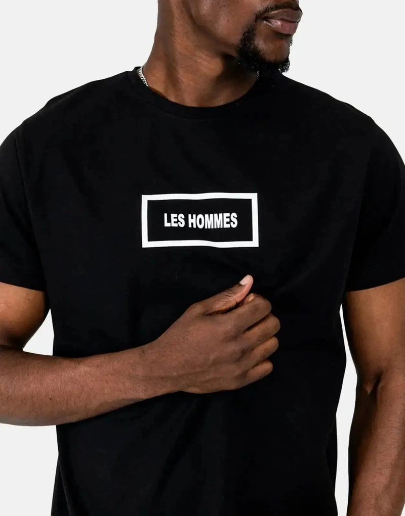 Les Hommes Black Box Print T-Shirt: Premium Men's Urban Style Tee