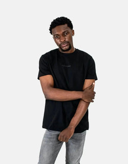 Les Hommes Men's Premium Black Center Print Cotton T-Shirt Everyday Casual Style