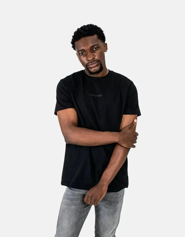 Les Hommes Men's Premium Black Center Print Cotton T-Shirt Everyday Casual Style