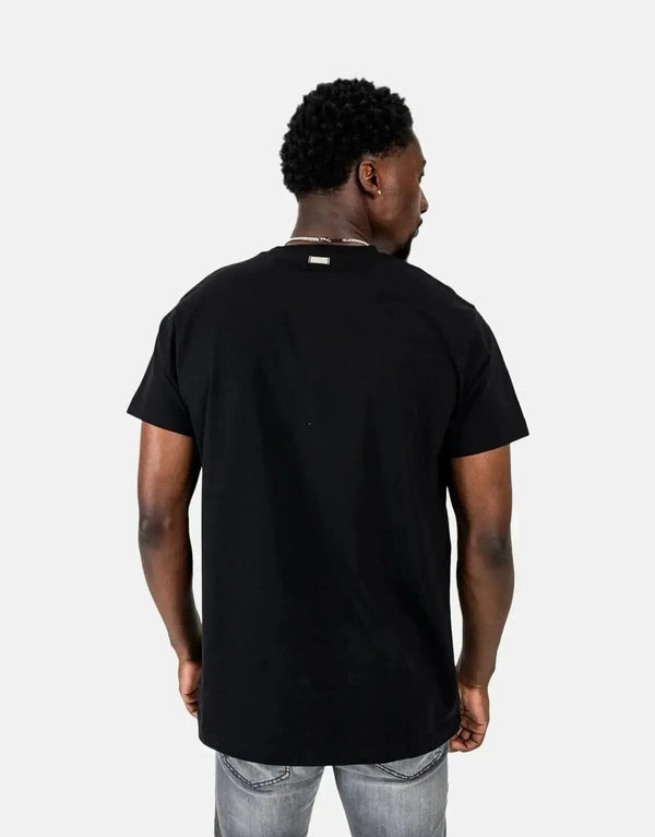 Les Hommes Men's Premium Black Center Print Cotton T-Shirt Everyday Casual Style