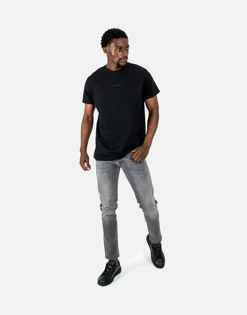 Les Hommes Men's Premium Black Center Print Cotton T-Shirt Everyday Casual Style