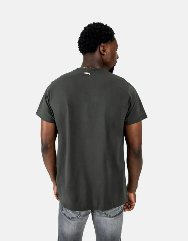 Les Hommes Bold Centre Print Military Green Premium Cotton Men's T-Shirt