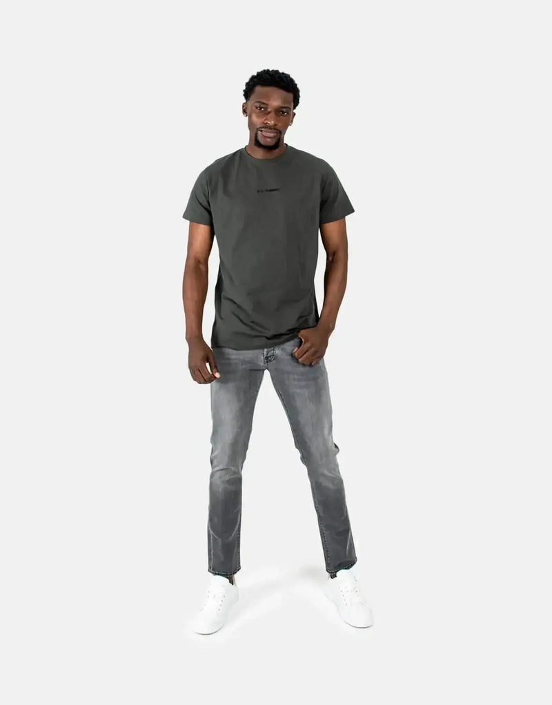 Les Hommes Bold Centre Print Military Green Premium Cotton Men's T-Shirt