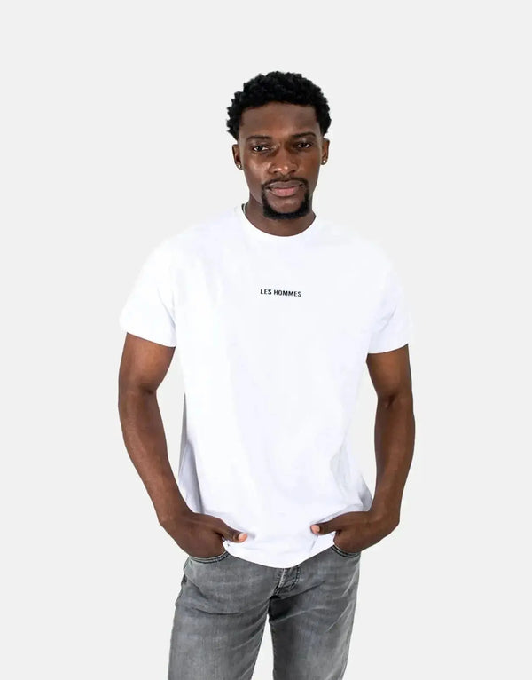 Stylish Les Hommes Men's White T-Shirt: Premium Cotton, Iconic Center Print