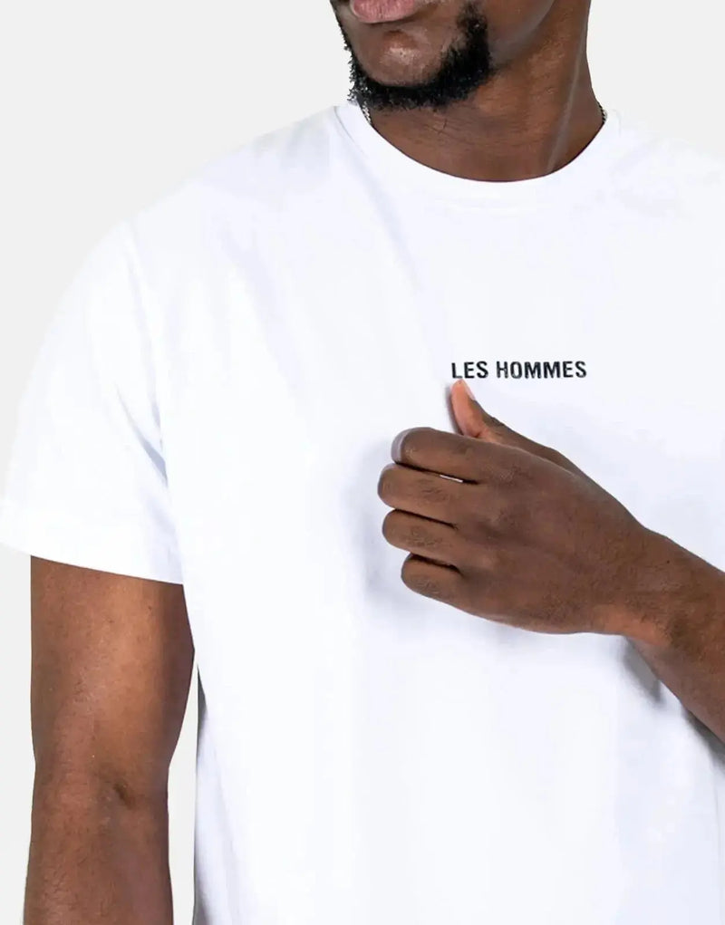 Stylish Les Hommes Men's White T-Shirt: Premium Cotton, Iconic Center Print