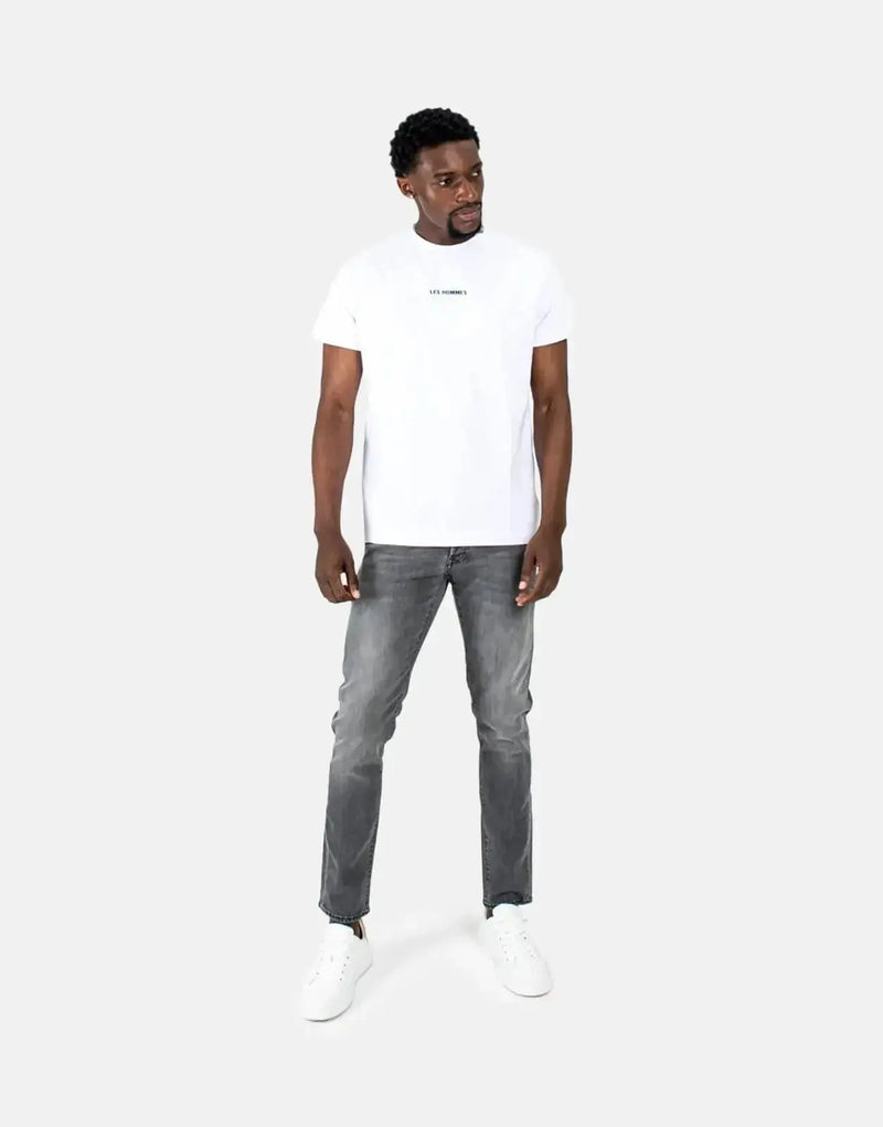 Stylish Les Hommes Men's White T-Shirt: Premium Cotton, Iconic Center Print