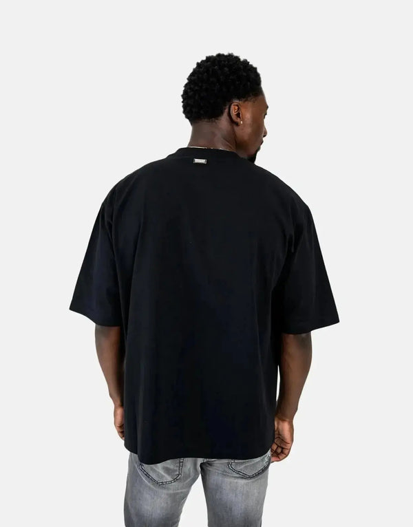 Les Hommes Dazzling Glitter Print Black T-Shirt for Men - Premium Urban Style