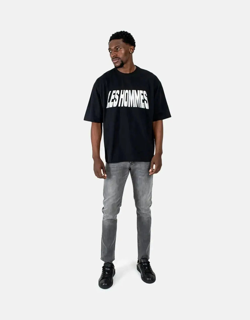 Les Hommes Dazzling Glitter Print Black T-Shirt for Men - Premium Urban Style