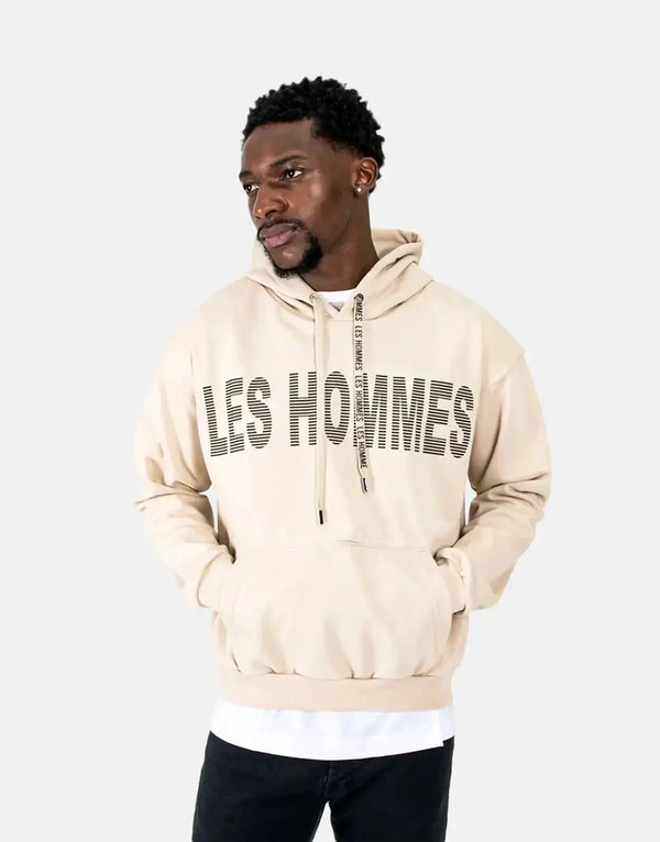 Les Hommes Men's Graphic Hooded Stone Sweatshirt - Urban Designer Luxury Apparel