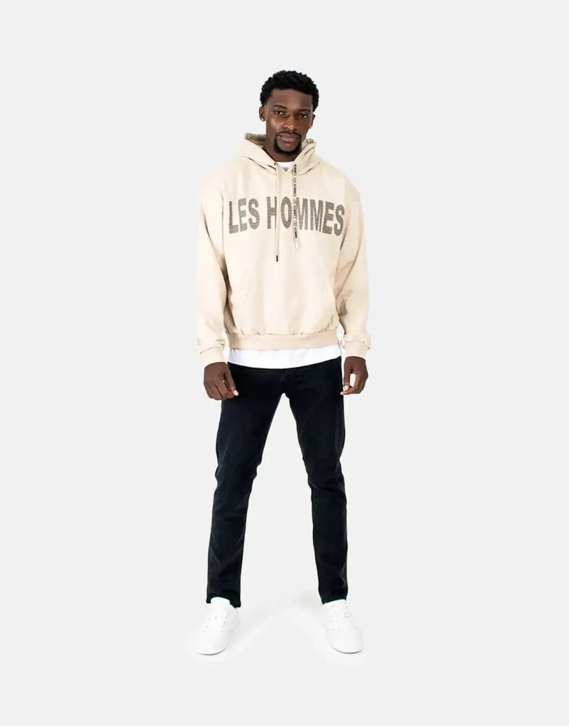Les Hommes Men's Graphic Hooded Stone Sweatshirt - Urban Designer Luxury Apparel