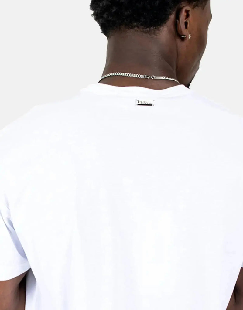 Les Hommes Graphic Print White T-Shirt - Distinctive Artistry, Ultimate Comfort
