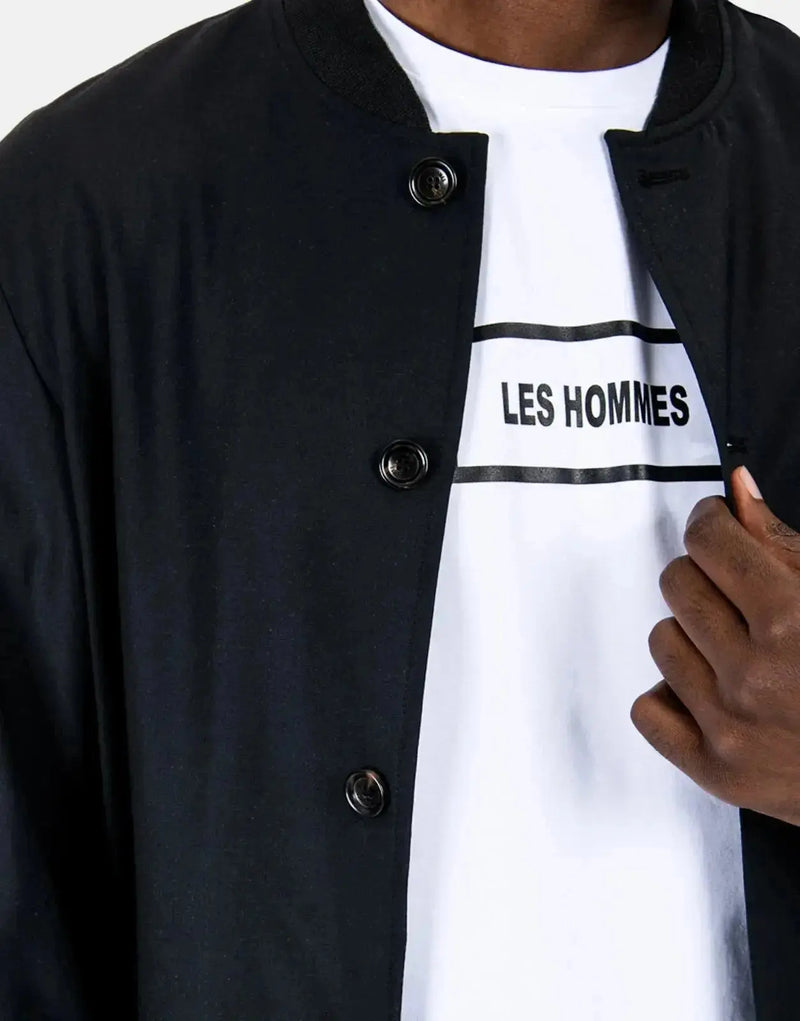 Les Hommes Premium Lightweight Black Bomber Jacket: Versatile Men's Urban Style