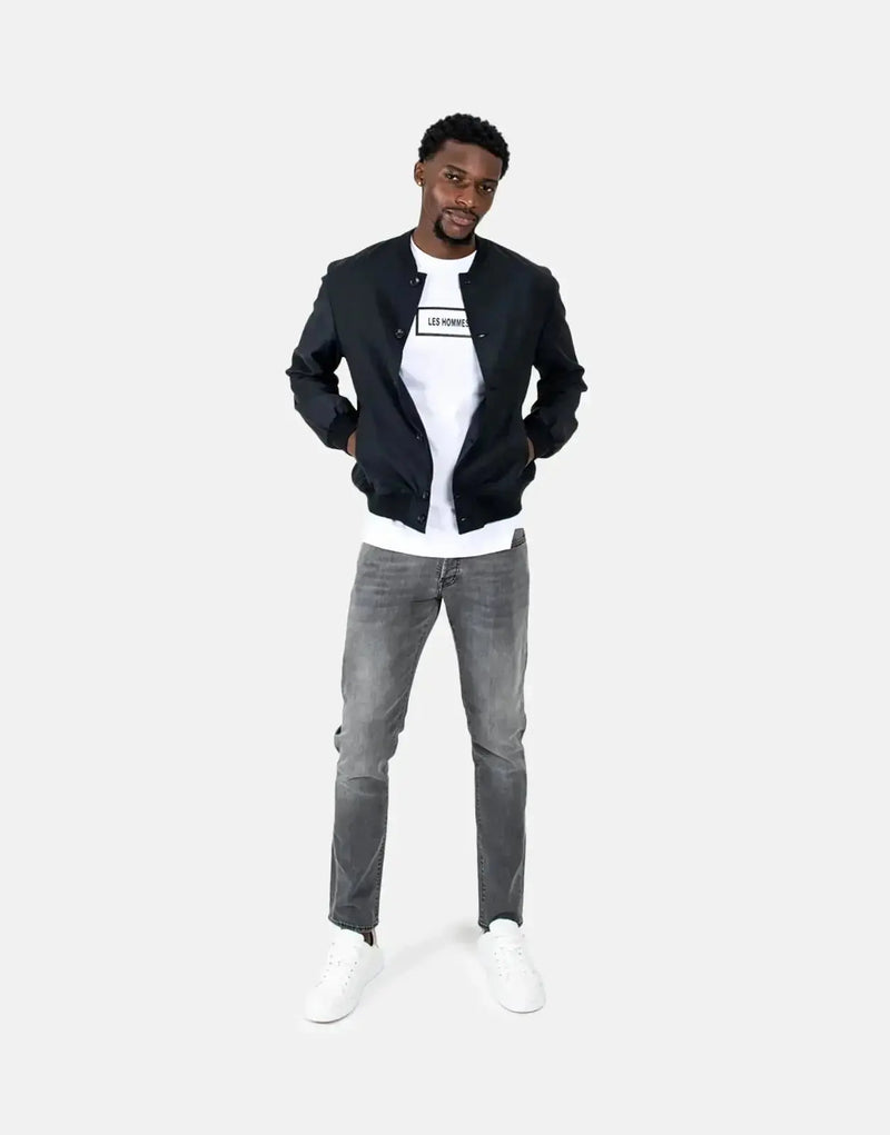 Les Hommes Premium Lightweight Black Bomber Jacket: Versatile Men's Urban Style