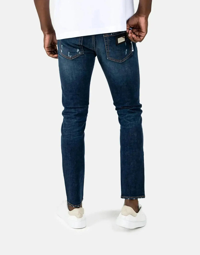 Les Hommes Men's Mid Blue Wash Slim Fit Jeans: Comfortable, Stylish Denim