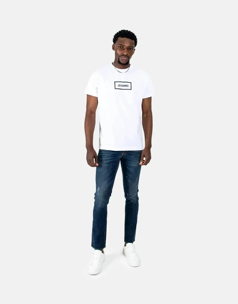 Les Hommes Men's Mid Blue Wash Slim Fit Jeans: Comfortable, Stylish Denim