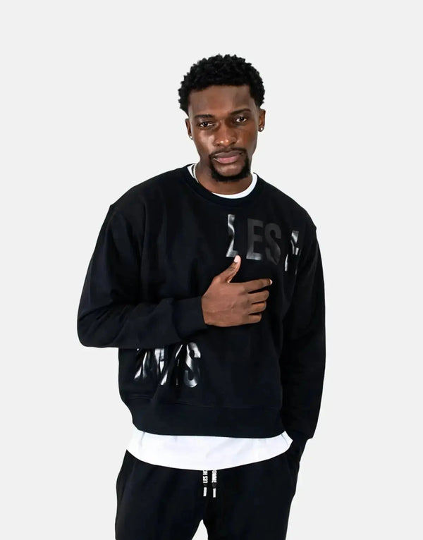 Les Hommes Premium Multi-Font Black Sweatshirt: Urban Edge, Supreme Comfort, Bold Style