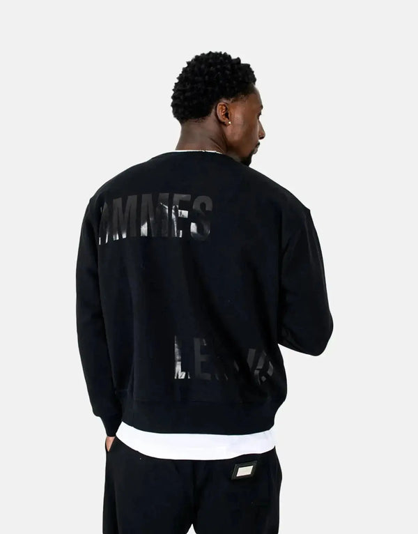 Les Hommes Premium Multi-Font Black Sweatshirt: Urban Edge, Supreme Comfort, Bold Style