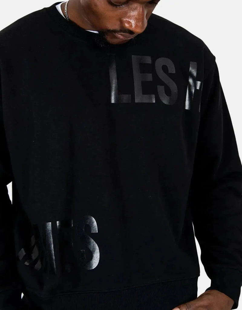 Les Hommes Premium Multi-Font Black Sweatshirt: Urban Edge, Supreme Comfort, Bold Style