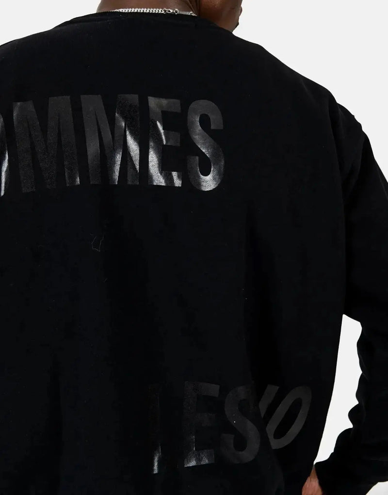 Les Hommes Premium Multi-Font Black Sweatshirt: Urban Edge, Supreme Comfort, Bold Style