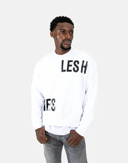 Men's Les Hommes Multi-Font Graphic White Sweatshirt: Premium Comfort & Style