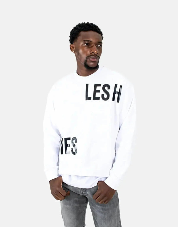 Men's Les Hommes Multi-Font Graphic White Sweatshirt: Premium Comfort & Style
