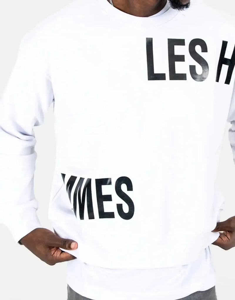 Men's Les Hommes Multi-Font Graphic White Sweatshirt: Premium Comfort & Style