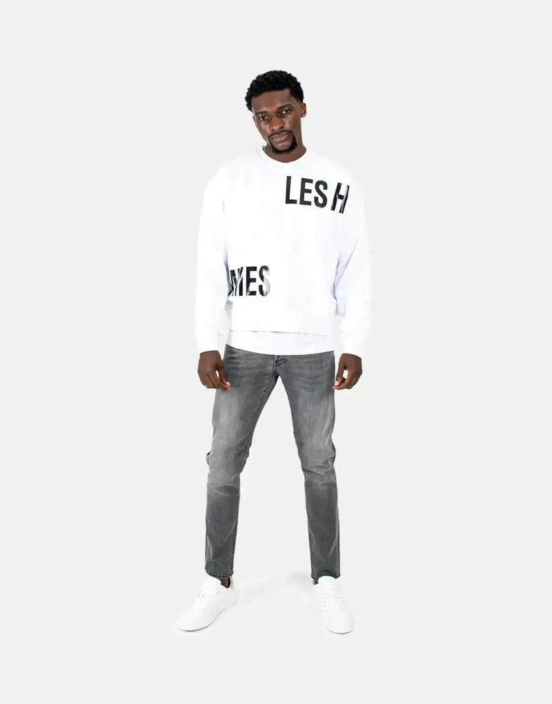 Men's Les Hommes Multi-Font Graphic White Sweatshirt: Premium Comfort & Style
