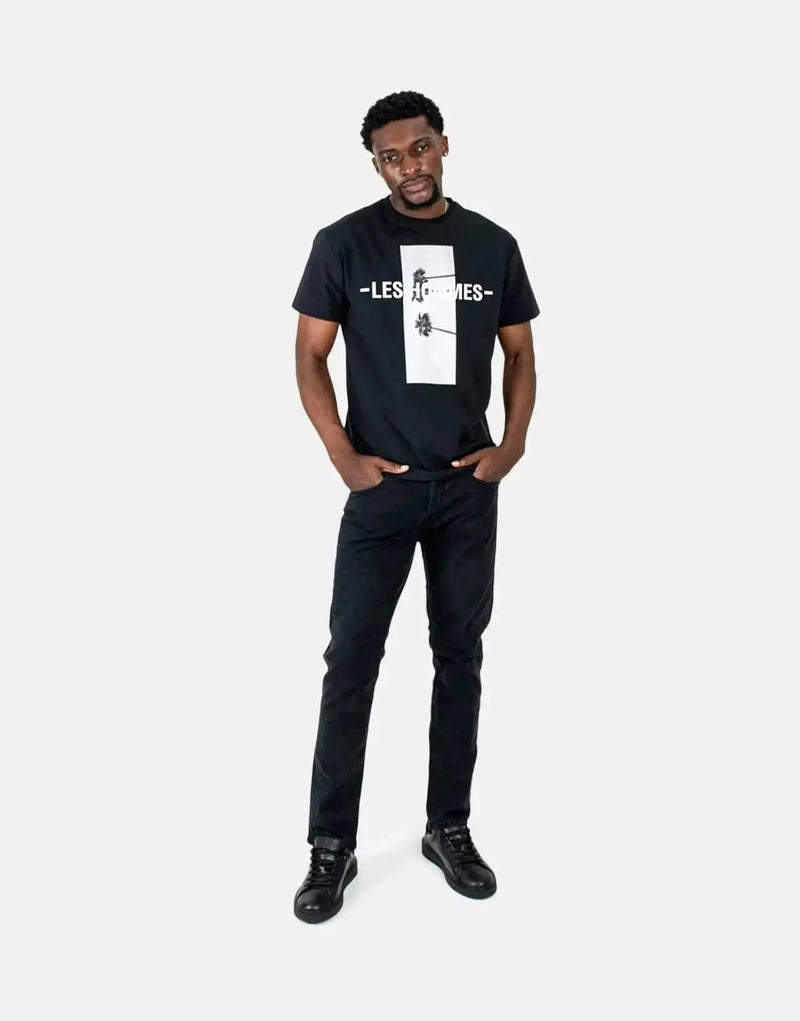 Luxurious Les Hommes Palm Tree Black T-Shirt: Premium Cotton, Stylish Graphic, Comfortable Fit