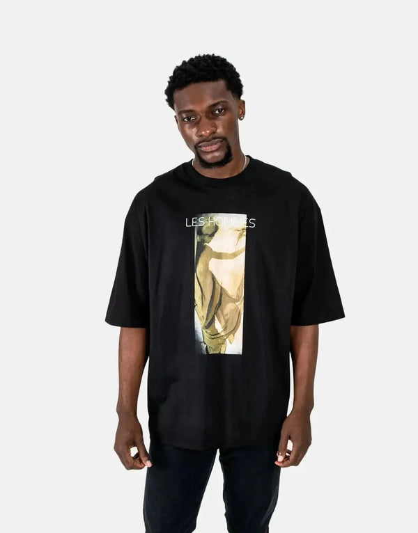 Les Hommes Shadow Graphic Black T-Shirt: Distinctive Design, Premium Comfort, Bold Statement