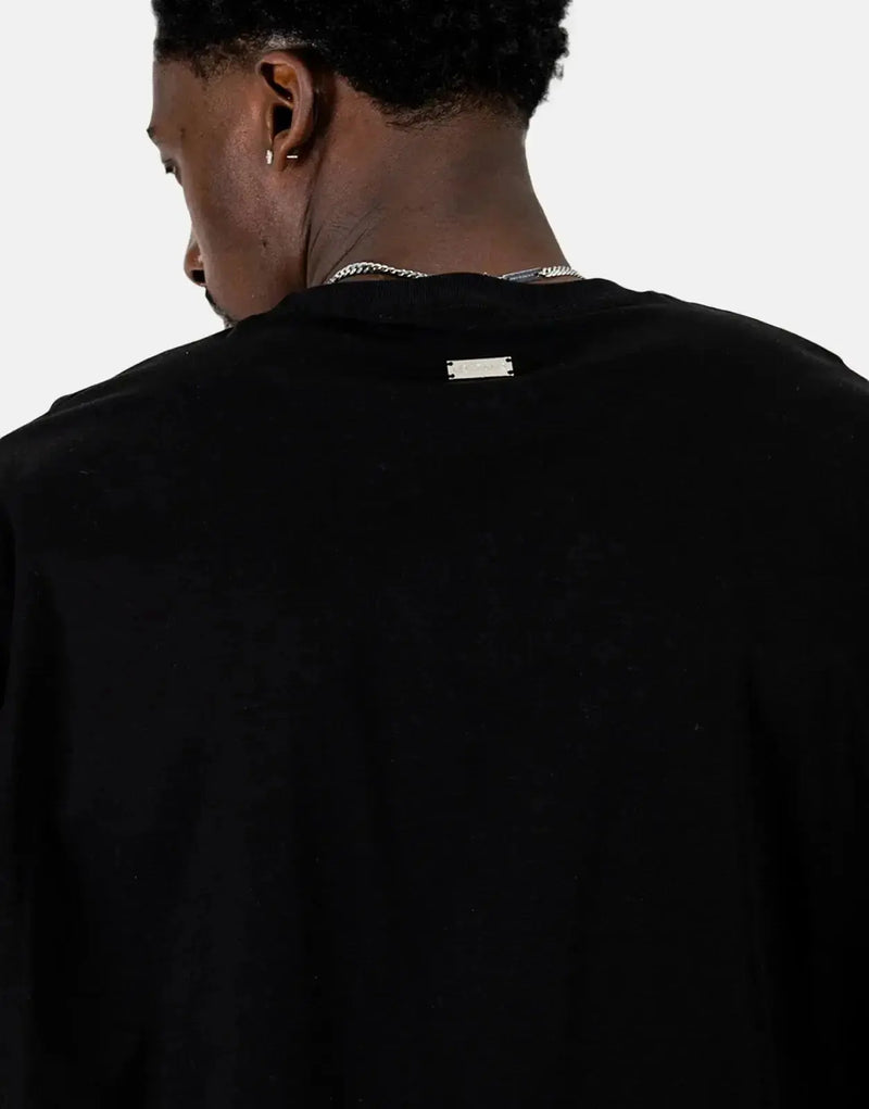 Les Hommes Shadow Graphic Black T-Shirt: Distinctive Design, Premium Comfort, Bold Statement