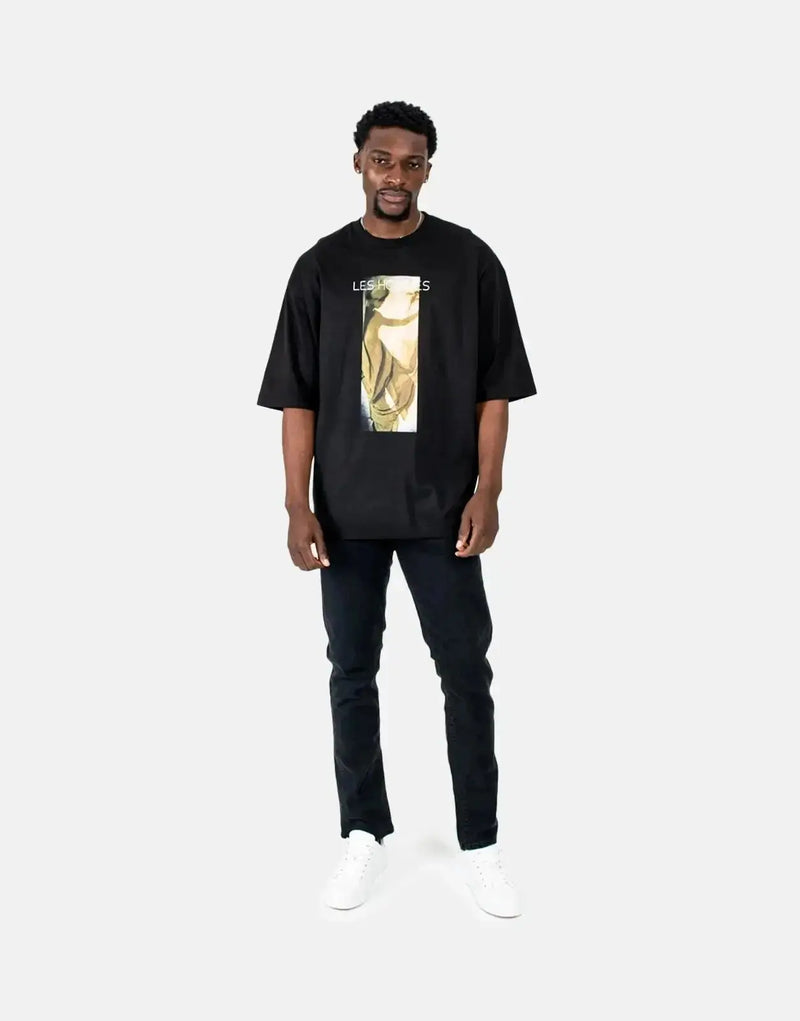 Les Hommes Shadow Graphic Black T-Shirt: Distinctive Design, Premium Comfort, Bold Statement