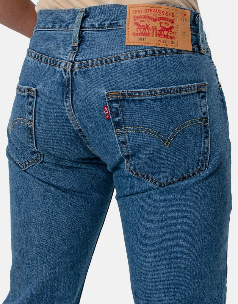Men's Levi's 501 Original Medium Stonewash Classic Fit Durable Denim Jeans