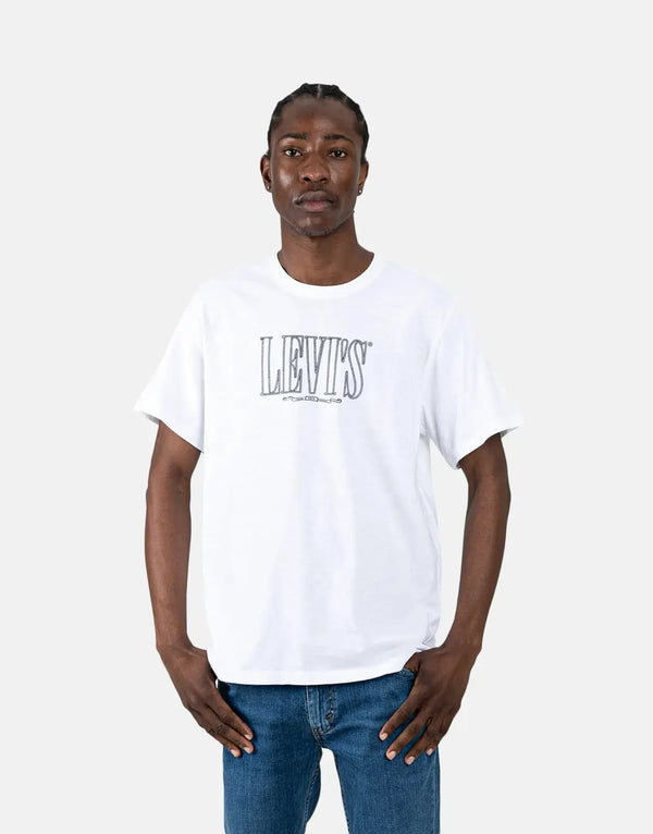 Levi's Relaxed Fit Rope Serif Logo White T-Shirt - Iconic Style