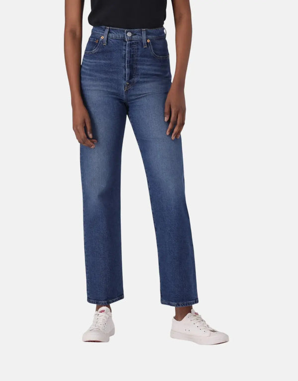 Levi's Women's Ribcage Straight Ankle Jeans - High Rise, Classic Blue Denim