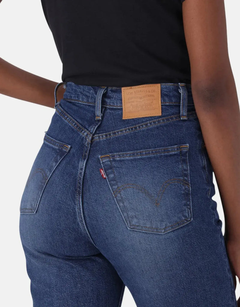Levi's Women's Ribcage Straight Ankle Jeans - High Rise, Classic Blue Denim
