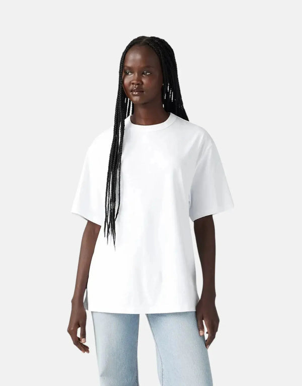 Levi's Women's Tabor Classic White Cotton Crewneck T-Shirt Relaxed Fit