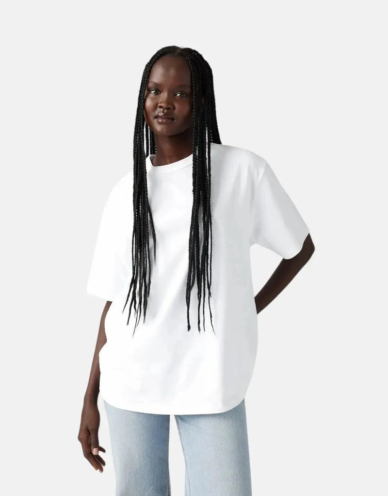 Levi's Women's Tabor Classic White Cotton Crewneck T-Shirt Relaxed Fit