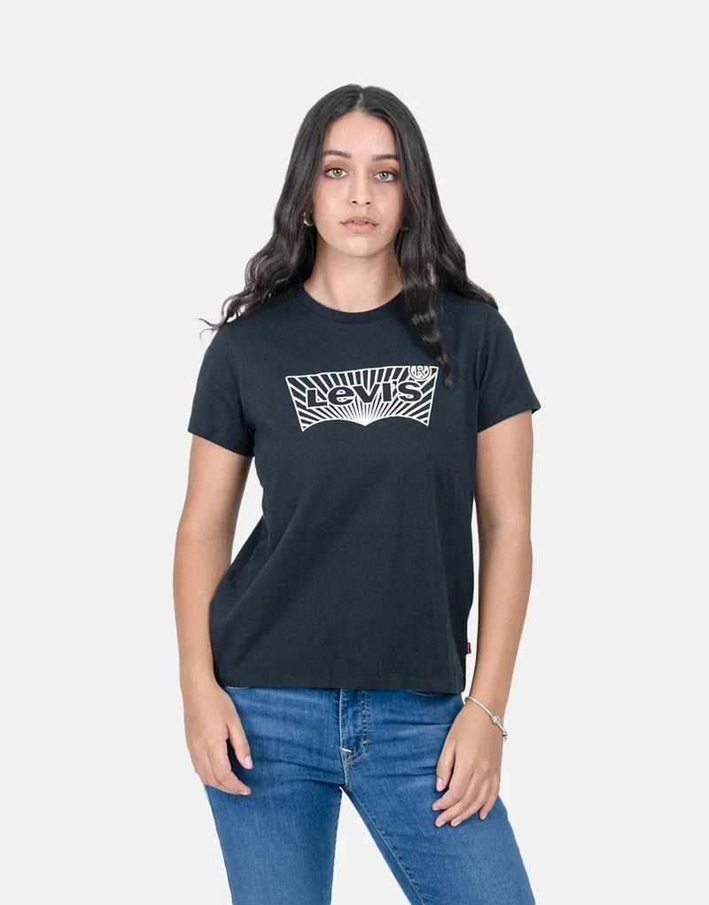 Levi's Women's Perfect Fit Jet Black Cotton Blend Crewneck T-Shirt