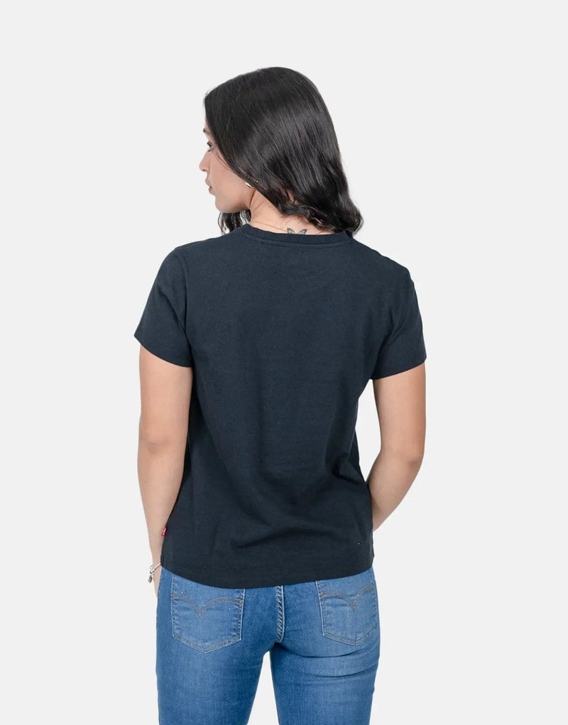 Levi's Women's Perfect Fit Jet Black Cotton Blend Crewneck T-Shirt