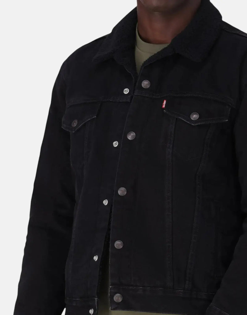 Levi's Men's Type 3 Sherpa Lined Berk Trucker Jacket - Cozy Denim