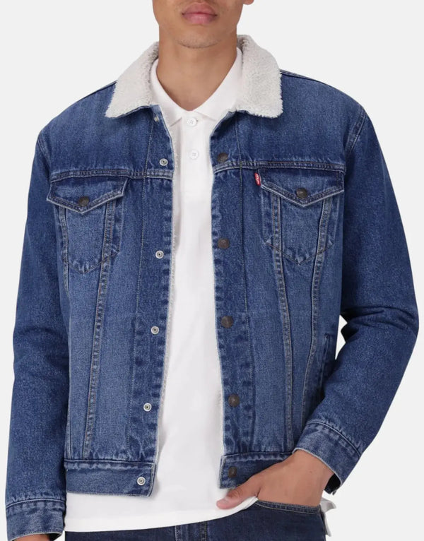 Levi's Fable Sherpa Lined Denim Trucker Jacket - Men's Warm Classic Style