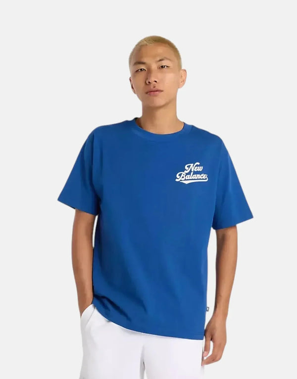 New Balance Men's Athletics Legacy Galaxy Blue Cotton T-Shirt Relaxed Fit