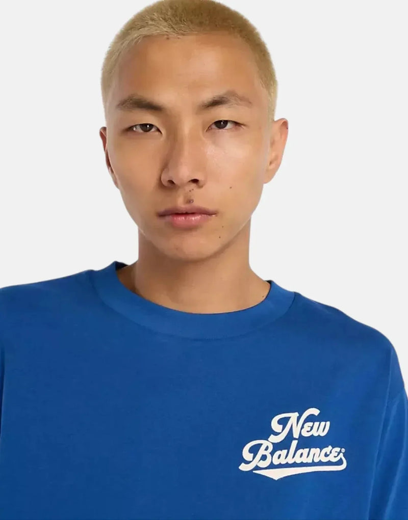 New Balance Men's Athletics Legacy Galaxy Blue Cotton T-Shirt Relaxed Fit