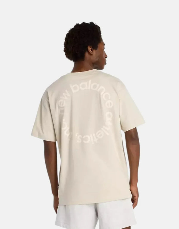New Balance Men's Circular Logo Timberwolf Tee: Premium Cotton, Relaxed Fit