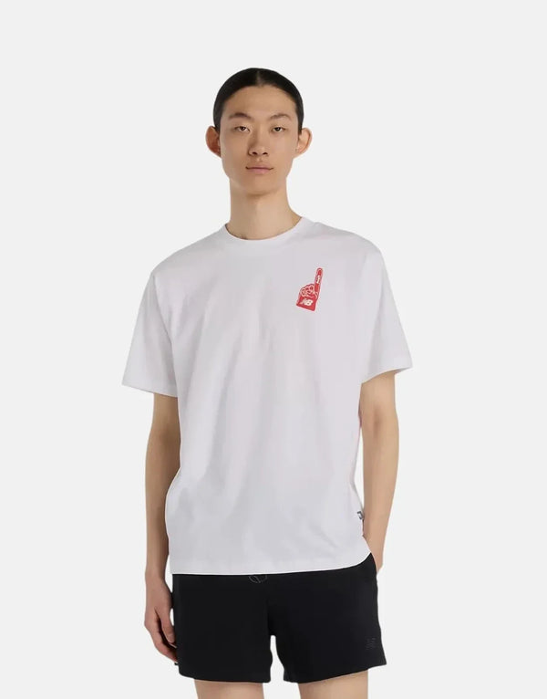New Balance Men's Stadium Graphic White Cotton T-Shirt Relaxed Fit Crewneck