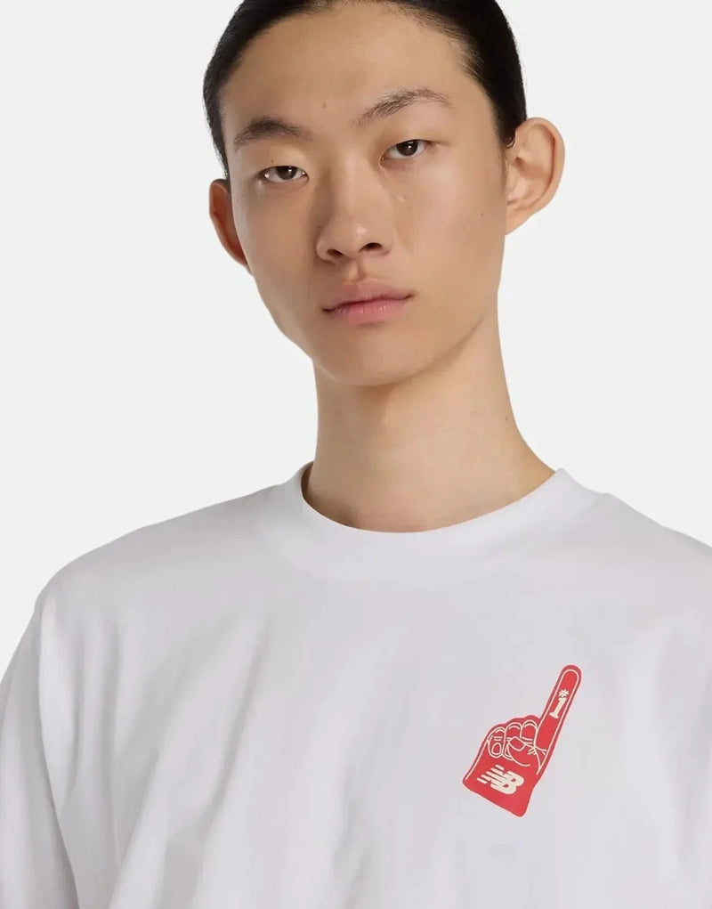 New Balance Men's Stadium Graphic White Cotton T-Shirt Relaxed Fit Crewneck